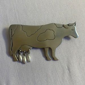 Silver Cow Pin